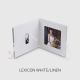 Lexicon White fine linen USB folio with optional slim acrylic USB drive