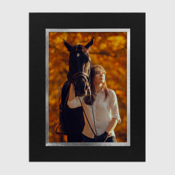 Vertical studio portrait in Classic Silver Mounts, showing the thick 0.6mm border for package delivery.