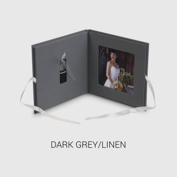 Dark Grey, fine linen USB folio