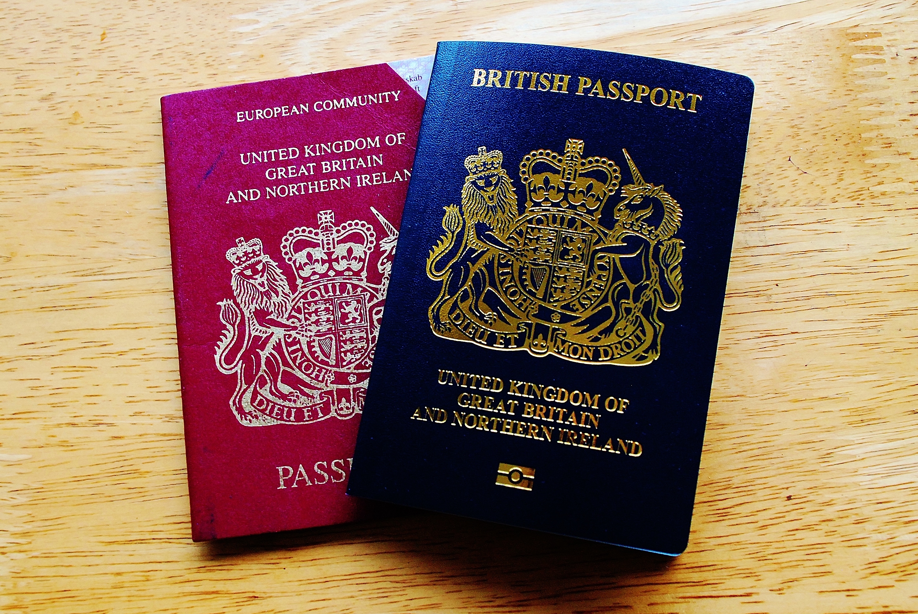 Passports on display representing UK travel documents