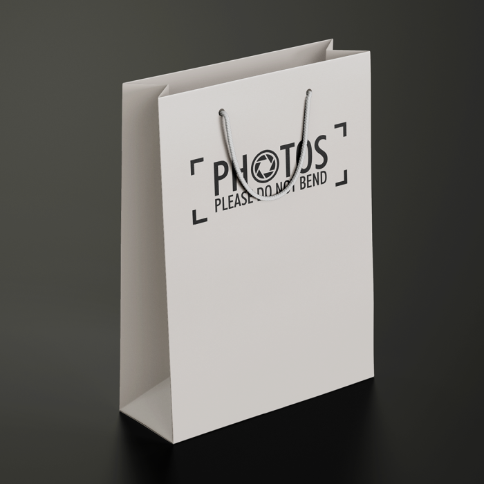 Photo presentation bags for event photography prints and strut mounts